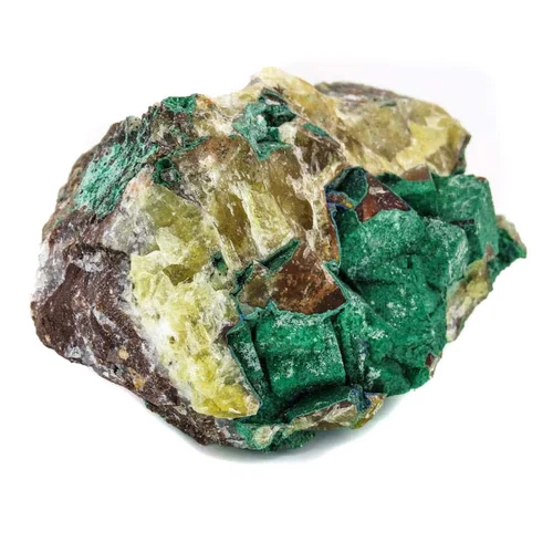 Малахит, азурит на флюорите